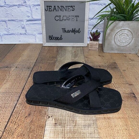 Gucci canvas slides sandals 9D - Picture 3 of 11